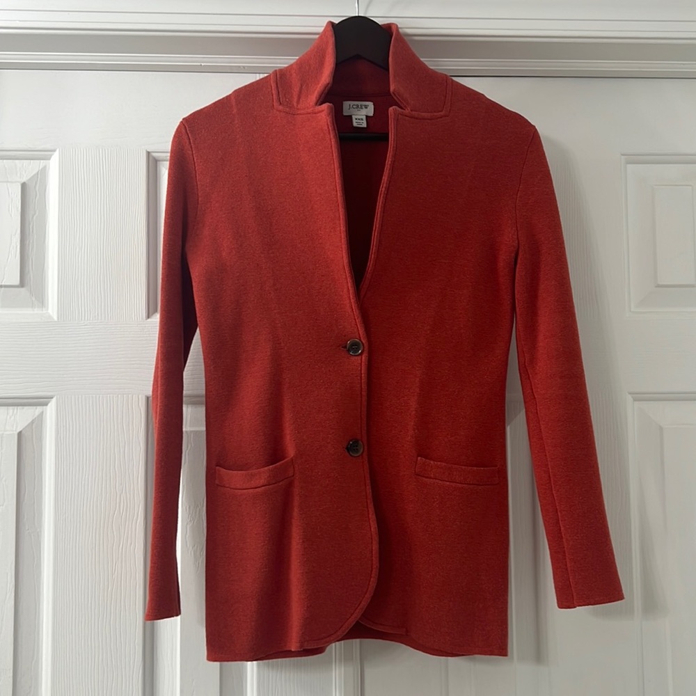 J. Crew Factory Sweater Blazer Heather Brick Red Orange XXS
